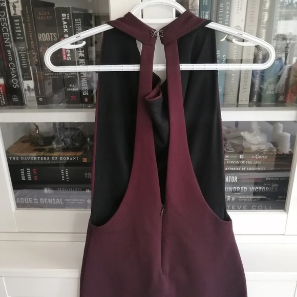 Urban Outfitters Wine Purple Cowl Neck Bodycon Mini Dress with Plunging Back XS - Picture 15 of 16